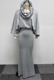 White Casual Daily Simplicity Solid Color Hooded Collar Long Sleeve Two Pieces