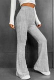 Grey Casual Solid Basic Skinny High Waist Conventional Solid Color Trousers