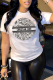 White Casual Street Print Patchwork O Neck T-Shirts