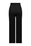 Ink Green Casual Solid Basic Regular High Waist Conventional Solid Color Trousers