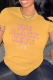 Yellow Street Print Letter O Neck T-Shirts
