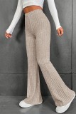 Grey Casual Solid Basic Skinny High Waist Conventional Solid Color Trousers