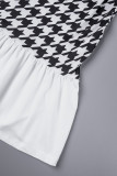 Multicolor Casual Print Patchwork Turndown Collar Short Sleeve Dress