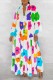 White Casual Print Patchwork Shirt Collar Long Dress Dresses