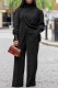 Black Casual Solid Patchwork Turtleneck Long Sleeve Two Pieces