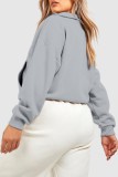 Light Gray Casual Solid Patchwork Zipper Collar Tops