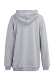 Deep Coffee Casual Solid Basic Hooded Collar Tops