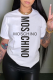 White Casual Print Letter O Neck T-Shirts