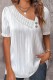 White Casual Solid Patchwork Oblique Collar Tops