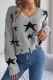 Grey Casual The stars Contrast V Neck Tops