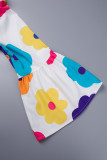 Yellow Casual Print Patchwork Shirt Collar Long Dress Dresses