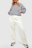 Light Gray Casual Solid Patchwork Zipper Collar Tops