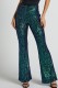 Malachite Green Casual Patchwork Sequins Skinny High Waist Conventional Patchwork Trousers