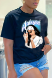 White Street Vintage Print Patchwork O Neck T-Shirts