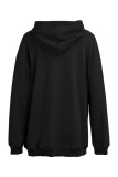 Deep Coffee Casual Solid Basic Hooded Collar Tops