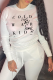 White Casual Print Letter O Neck Tops