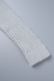White Casual Solid Basic O Neck Long Sleeve Three Piece Set