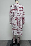 White Sexy Casual Daily Printing Long Sleeve Two Pieces