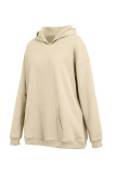 Deep Coffee Casual Solid Basic Hooded Collar Tops