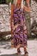 Purple Casual Print Basic V Neck Long Dress Dresses