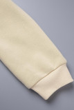 Deep Coffee Casual Solid Basic Hooded Collar Tops