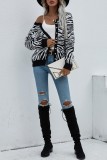 Black Casual Daily Patchwork Cardigan Outerwear