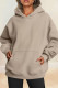Deep Coffee Casual Solid Basic Hooded Collar Tops