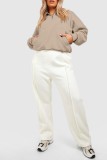 Light Gray Casual Solid Patchwork Zipper Collar Tops