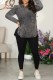 Black Casual Print Basic O Neck Long Sleeve Two Pieces