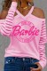 Pink Casual Print Hollowed Out V Neck Tops