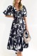 Black Casual Print Patchwork V Neck Short Sleeve Dress Dresses