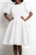 White Casual Solid Patchwork O Neck A Line Short Sleeve Dress