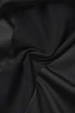 Black Sexy Casual Solid Patchwork See-through Half A Turtleneck Tops