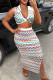 Multi-color Sexy Street Color Block Patchwork Slit Vests Contrast Turndown Collar Sleeveless Two Pieces