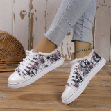 Black Casual Daily Patchwork Printing Round Comfortable Shoes