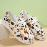 White Casual Patchwork Printing Round Comfortable Out Door Shoes