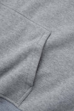 Deep Coffee Casual Solid Basic Hooded Collar Tops