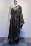 Leopard Print Casual Daily Celebrities Elegant Leopard Printing One Shoulder Regular Jumpsuits(bronzing)