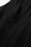 Deep Coffee Casual Solid Basic Hooded Collar Tops