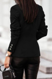 Blue Casual Solid Patchwork Cardigan Turn-back Collar Outerwear