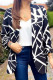 Black Casual Print Cardigan Turn-back Collar Outerwear