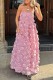 Pink Sexy Casual Solid Patchwork Backless Spaghetti Strap Long Dress Dresses