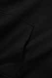 Deep Coffee Casual Solid Basic Hooded Collar Tops