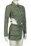 Black Sexy Casual Solid Patchwork Asymmetrical Turndown Collar Long Sleeve Two Pieces