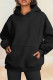 Black Casual Solid Basic Hooded Collar Tops