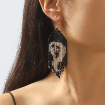 Black Casual Geometric Patchwork Weave Earrings