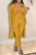 Yellow Casual Print Letter Cardigan Collar Long Sleeve Three Pieces