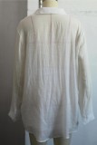White Casual Solid Basic Shirt Collar Long Sleeve Two Pieces