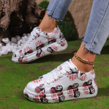 White Casual Frenulum Printing Round Comfortable Out Door Shoes