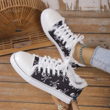 Black Casual Daily Patchwork Printing Round Comfortable Shoes